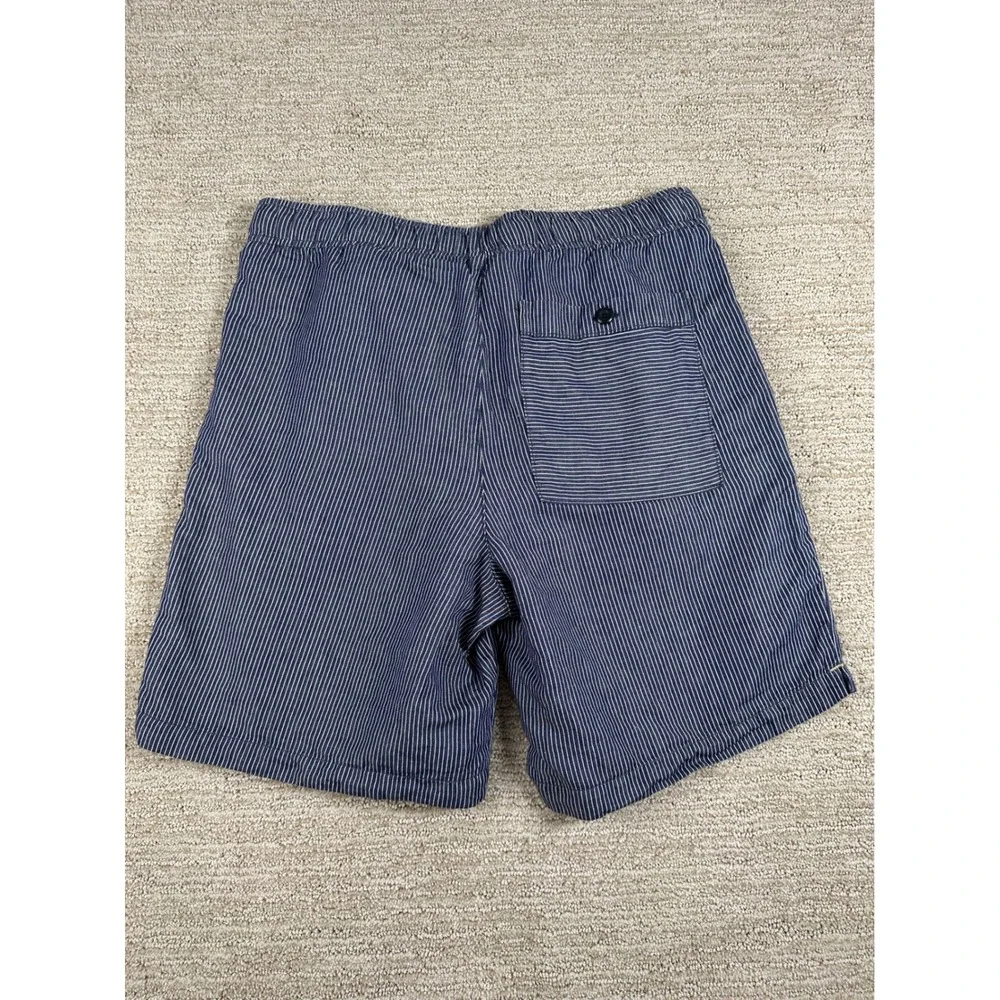 Banana Republic Mens Blue White Striped Linen Cotton 8 Inch Shorts M Drawstring